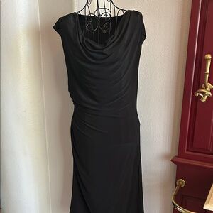 Ronni Nicole Black Draped Midi Dress